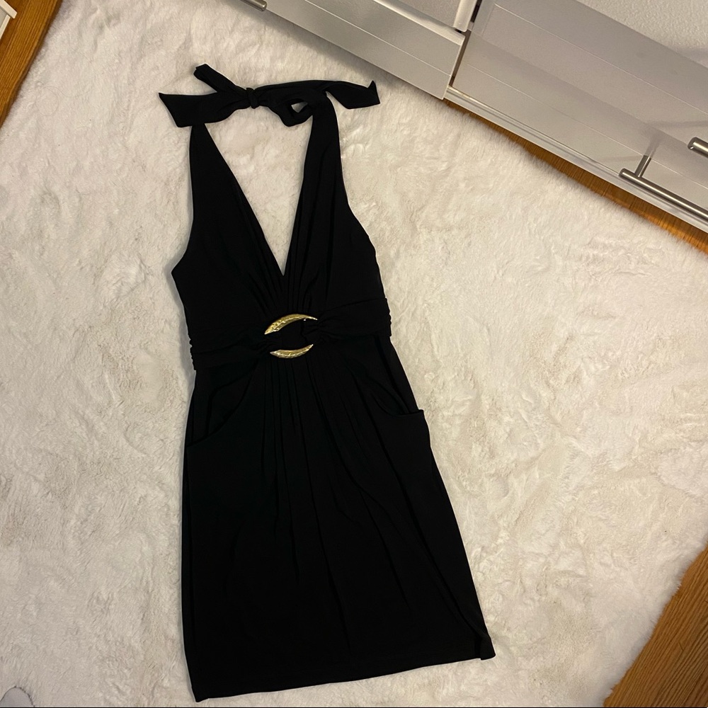 Black BCBG halter dress